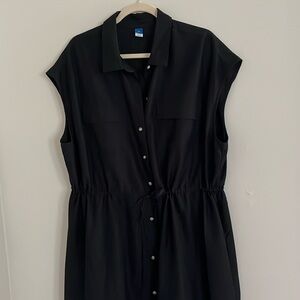 Old Navy black midi length sleeveless shirt dress